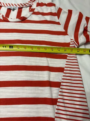 Thyme+Honey Cotton Oversized Red and White Crewneck Top SZ L Coastal thumbnail 7