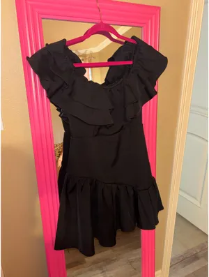 Black ruffle dress thumbnail 1