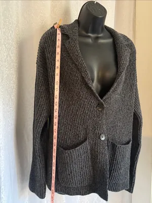 Nordstrom Dark Gray Ribbed Button-Front CardiganSz: S thumbnail 4