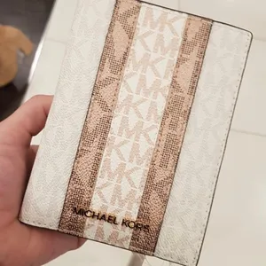 Michael Kors Powder Blush Jet Set Stripe Passport Wallet thumbnail 3