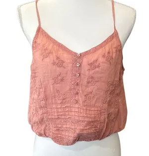 Lucky Brand coral Sleeveless Smocked Camisole thumbnail 1