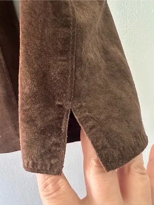Lord & Taylor Brown Genuine Suede Leather Shirt Jacket Fully Lined size S* thumbnail 7