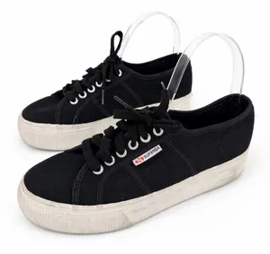 Superga Platform‎ Sneakers Women 39.5 Black Canvas Chunky Streetwear Size 8.5 thumbnail 1