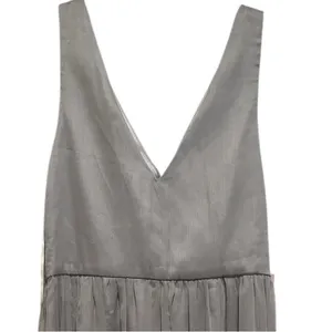 BHLDN ANTHRO Neutral Gray Formal MINIMALIST CHIC ETHEREAL Floor Maxi Dress L thumbnail 6