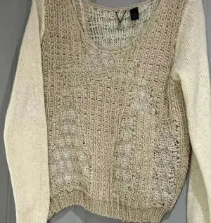 BKE Cream Tan Open Knit Wool Blend Pullover Sweater Womens Size XL thumbnail 1