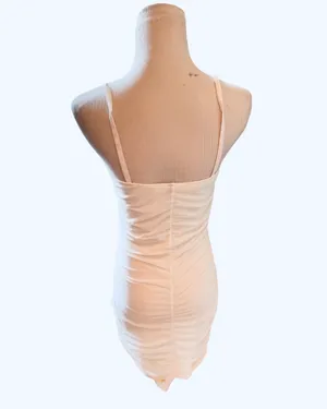 Divided H&M White Bodycon Mesh Dress Ruched Lace Tie Trim S thumbnail 3
