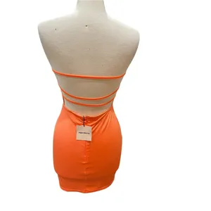 Revolve Superdown stretch Strapless Tube Dress XXS Strappy Open Back Orange NWT thumbnail 8