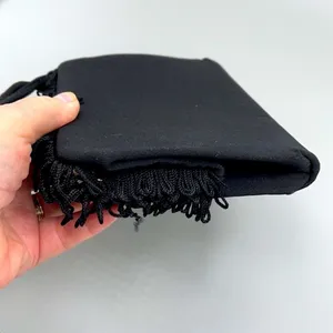Vintage Black satin fringe bag. thumbnail 5