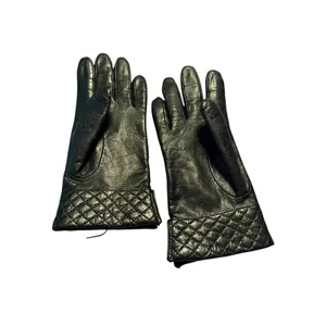 Fownes Womens Black Genuine Leather Quilted Cuff Insulated thinsulate Gloves M thumbnail 5