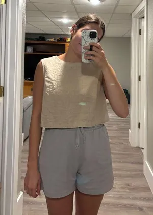 A New Day linen crop tank top thumbnail 1