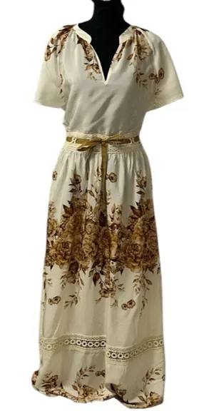 Dixie Brown & Tan Floral Print Maxi Dress(Size Small) thumbnail 1