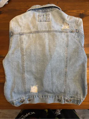Forever 21 Kids Light Blue Distressed Denim Jacket thumbnail 2