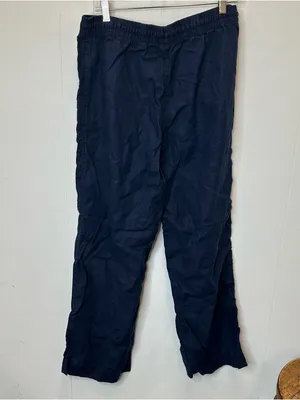 L.L. Bean Size 12 Navy Blue Drawstring Linen Blend Pants thumbnail 7