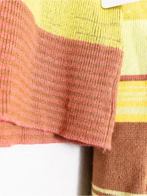 NWT Free People Rip Tide Zip Mockneck Top M Green Stripe Cropped Knit Sweater thumbnail 10