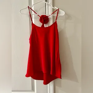 NWT A New Day Elegant Red Top with Rose Detail thumbnail 4
