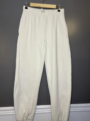 Brandy Melville Sweatpants Womens 160/84A White Fleece Jogger Elastic Waist thumbnail 2
