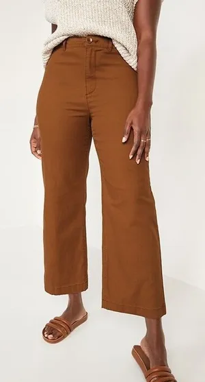 Old Navy Camel Tan Extra High Rise Cropped Wide Leg Comfy Pants Size 8 thumbnail 1