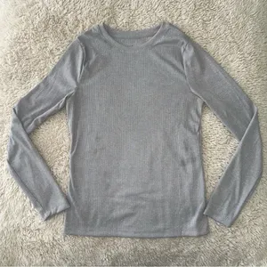 A New Day Metallic Long Sleeve Top Silver Shimmer Stretch Medium thumbnail 1