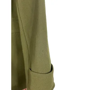 J.Crew Double Cloth Olive Green Wool Blend Coat Jacket Button Front M READ thumbnail 5