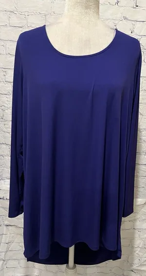 Simonton Says by George Simonton High Low Blue Long Sleeve Blouse Plus Size 1X thumbnail 1