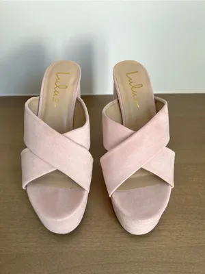 Lulu's Pale Pink Aliany Platform Mule Heels size 8 thumbnail 2