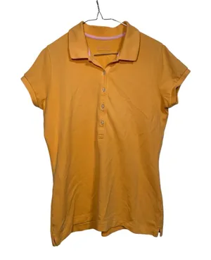 Lilly Pulitzer Polo Shirt Womens‎ Large Golf Casual Preppy Gold Pink Trim thumbnail 1