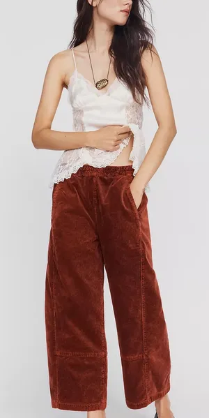 Pilcro Anthropologie Wide-Leg Corduroy Pants in Rust thumbnail 1
