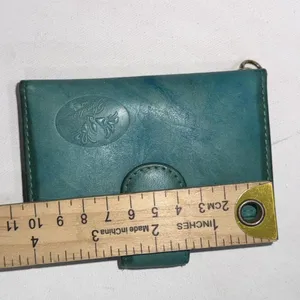 Buxton‎ Top Grain Cowhide Leather Minimalist Designer Turquoise Folding Wallet thumbnail 11