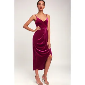 Lulus‎ Velvet Tulip Hem Maxi Dress Purple Romantic Evening Cocktail Size Large thumbnail 2