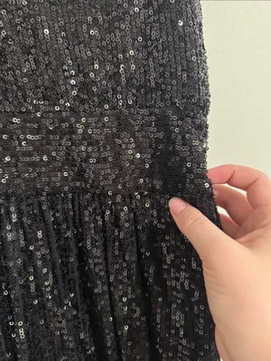 Draper James RSVP Glam Black Sequin V-Neck Midi A-line Cocktail Dress size 12 thumbnail 7