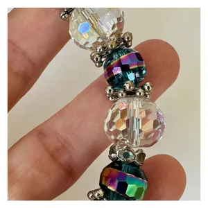 Clear and iridescent crystal beaded bracelet thumbnail 5