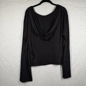Athleta Black Speckled Harmony Pose Hoodie‎ Top thumbnail 6