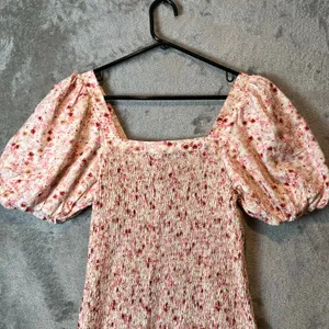 Anthropologie Another Love Pink Floral Smocked Puff Sleeve Dress Cottagecore New thumbnail 5