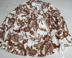 NEW Floral Paisley Rayon Loose Tunic Top XL thumbnail 1