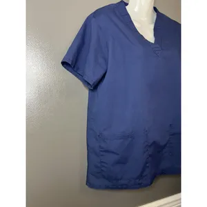 Angelica Scrub Top Shirt Womens Small Navy Blue V Neck Two Pocket Medical thumbnail 2