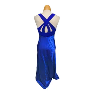 Vtg 1990s Zum Zum Blue Velvet Bow Accent Satin Skirt Maxi Prom Dress 3 4 thumbnail 3