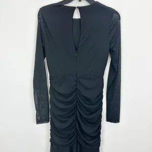 Lulus Vibrant Poise Black Mesh Ruched Maxi Dress Formal Evening Medium NWT thumbnail 11