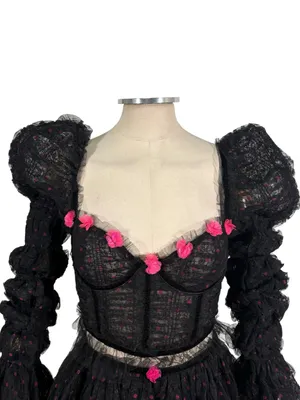 NEW For Love and Lemons romantic gothic coquette corset top mini skirt Set thumbnail 6