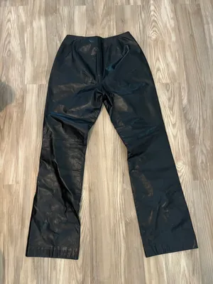 Black Genuine Leather Pants Size 6 thumbnail 2