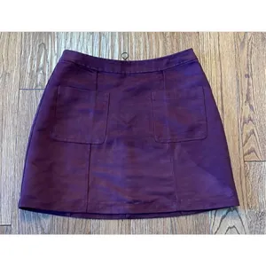 Old Navy Burgundy faux suede pocket front mini skirt 8 thumbnail 3