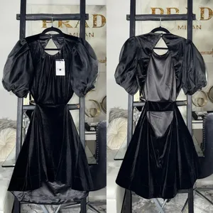 Bardot Marina Velvet Backless Mini Dress Black Womens 6 Medium Sheer Sleeves New thumbnail 4