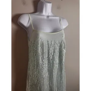 Wildfox Couture White Label Waterfall‎ Gown Mint Green Sequin Lace Up Back Dress thumbnail 4