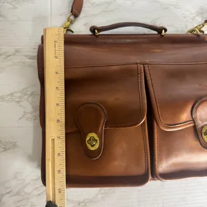 Coach kensington satchel briefcase Leather Messenger Brown bag front pockets thumbnail 14