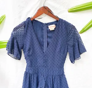 Showpo | NAVY KNOW WHAT YOU WANT DRESS SWISS DOTS RUFFLE SKIRT MINI SIZE 0 thumbnail 7