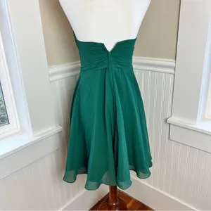 Modern Maids Emerald Green Strapless Ruched Chiffon Dress Small Brooch 4 thumbnail 15