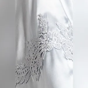In Bloom by Jonquil Reine Lace Trim Satin Robe Silver Gray Size Medium Large thumbnail 2