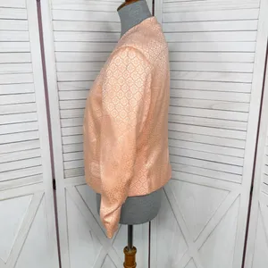 Victorias‎ Secret Satin Jacquard Open Front Cropped Blazer Jacket Peach 10 thumbnail 2