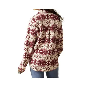 New NWT $85 Womens NWT S Ariat Fillmore Shirt Jacket Red Cream White Warm Button thumbnail 2