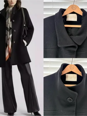 Fleurette Loro Piana 100% Wool Womens Mid Length Pea Coat Black Size 14 USA Made thumbnail 2