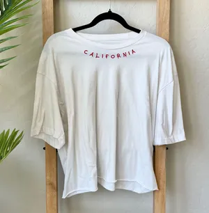 Riot Society White Short Sleeve with Stitched Red “California” Logo Top T-Shirt thumbnail 1